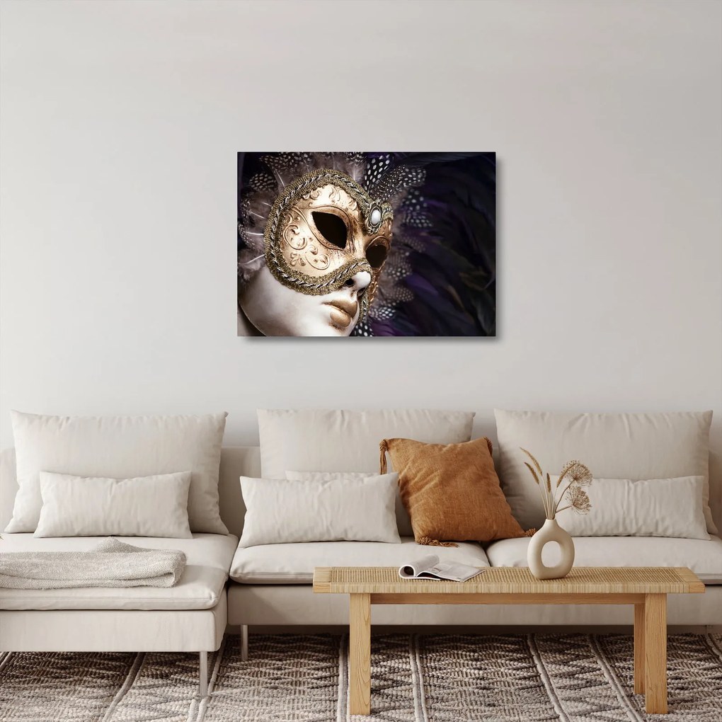 Egy maszkkal ellátott szobor képe (üvegen) (70x50 cm)