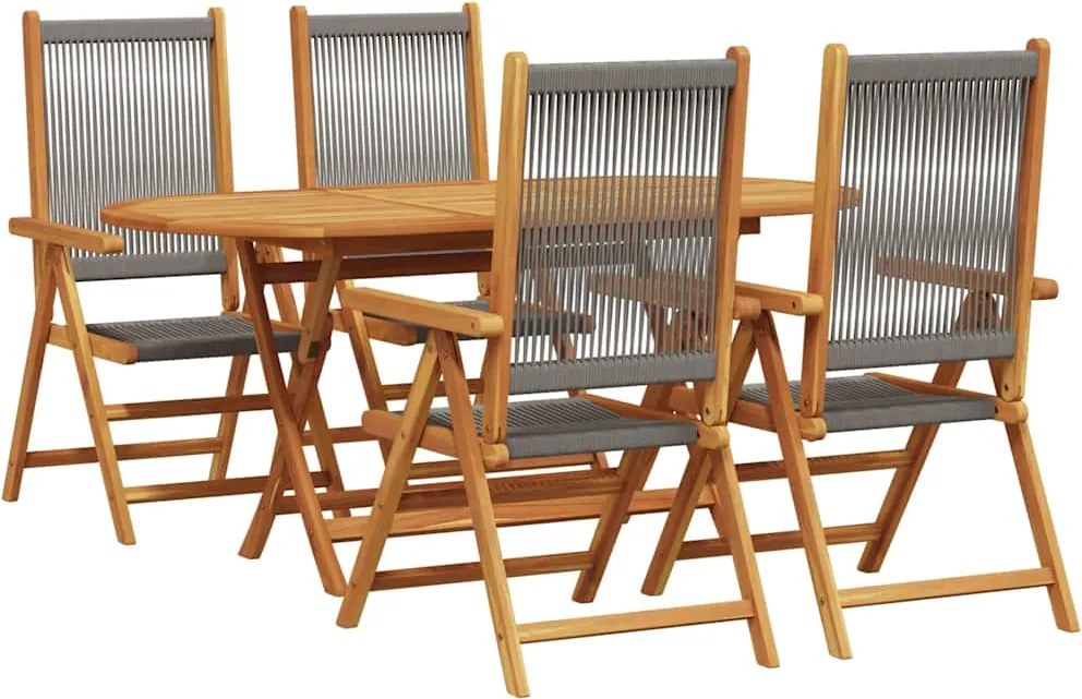 vidaXL Kert étkező szett 5 pcs Szürke Tömör Akácfa