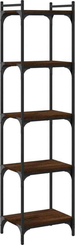 vidaXL 5 szintes barna tölgy színű szerelt fa könyvespolc 40x30x154 cm