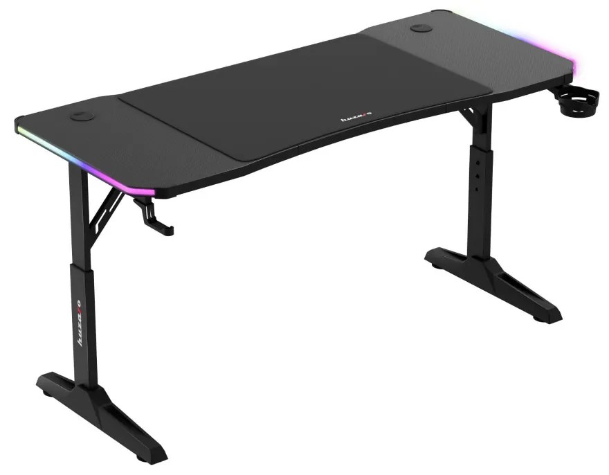 Gamer asztal, elektromos íróasztal Hero RGB fekete carbon 140 x 60 cm