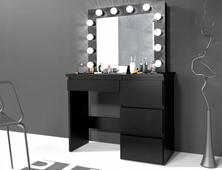 Öltöző asztal LED tükörrel Cleopatra Black