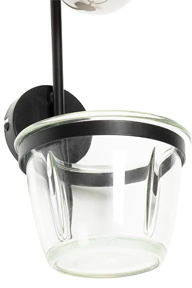 Modern fali lámpa fekete üveggel - Roslini