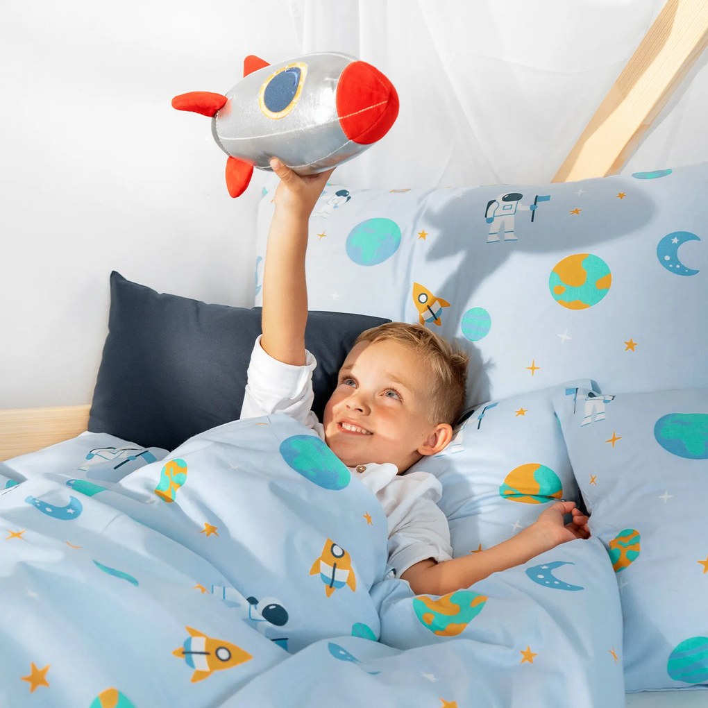 Goldea gyermek pamut ágyneműhuzat - űrhajósok az űrben 140 x 200 és 70 x 90 cm
