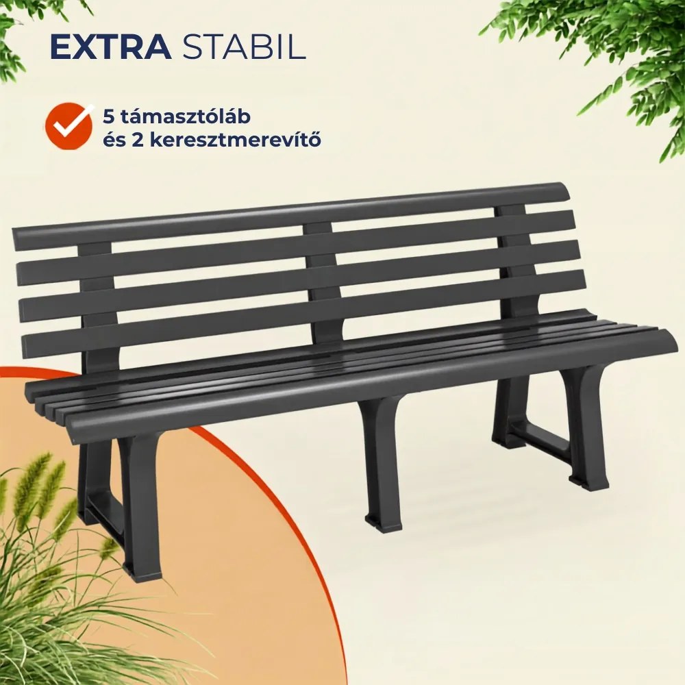 ORCHIDEA kerti pad, 145x49x74cm, antracit I.P.A.E-Progarden