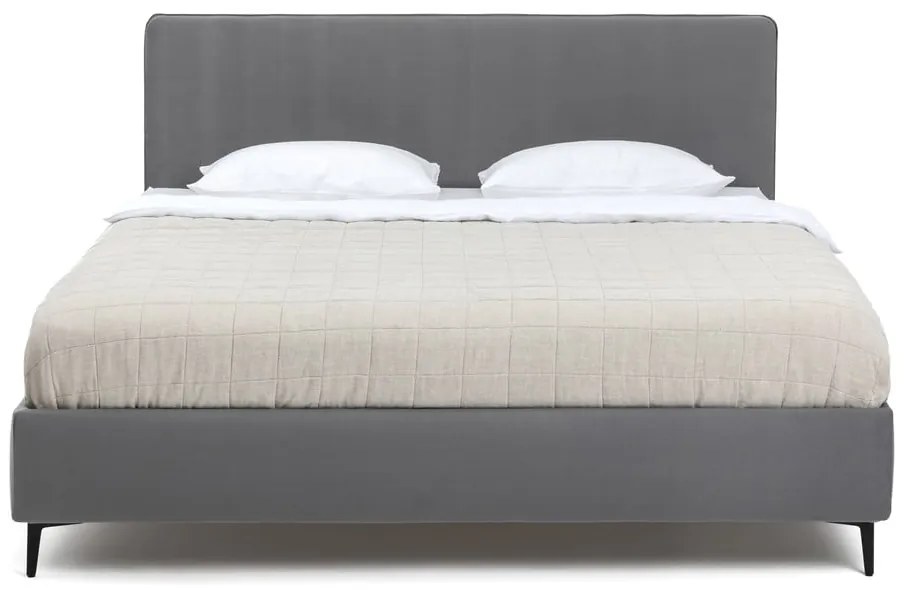 Szürke kárpitozott franciaágy ágyráccsal 180x200 cm Noira Slim – Bonami Selection
