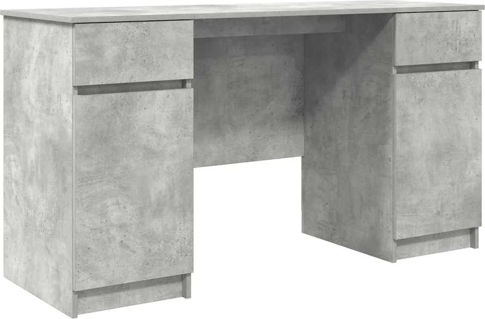 vidaXL Asztal fiókkal polcokkal Beton szürke 140 x 49 x 76 cm Faanyag