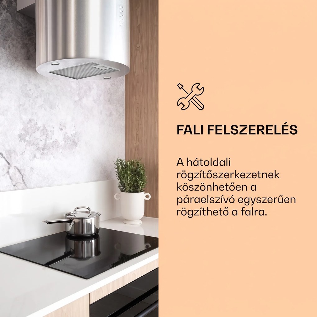 Klarstein Barella, páraelszívó, 35 x 93 cm (Ø x M), recirkuláció, 557 m³/ó, LED