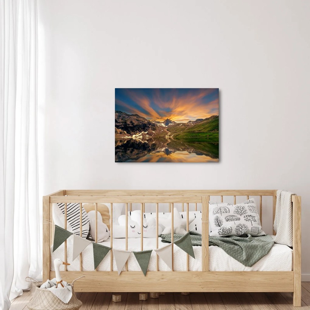 Kép - Visszaverődés a hegyi tóban (70x50 cm)