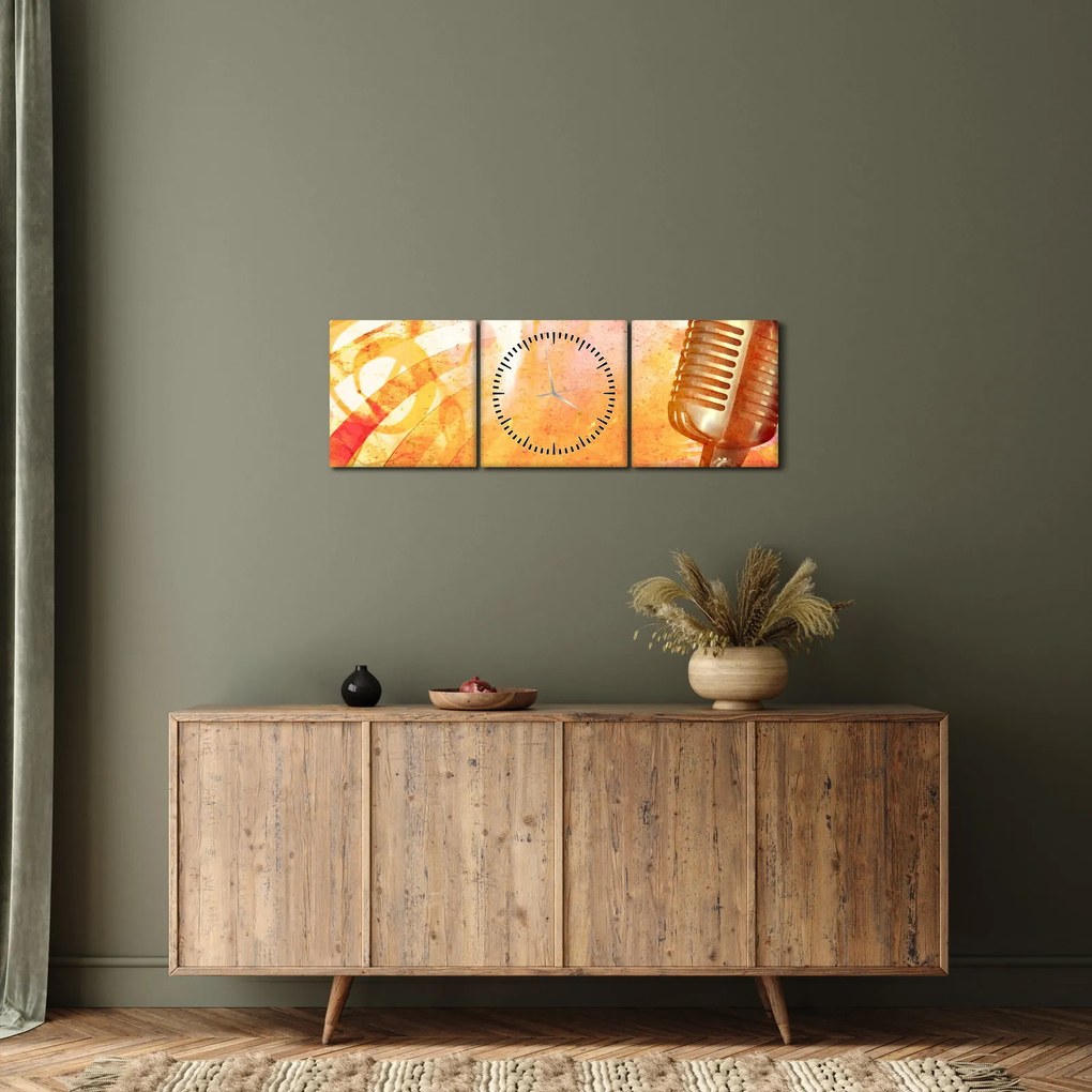 Kép - Retro mikrofon (órával) (90x30 cm)