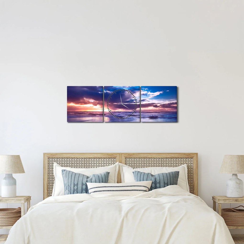 Kép - Naplemente a tengerparton (órával) (90x30 cm)