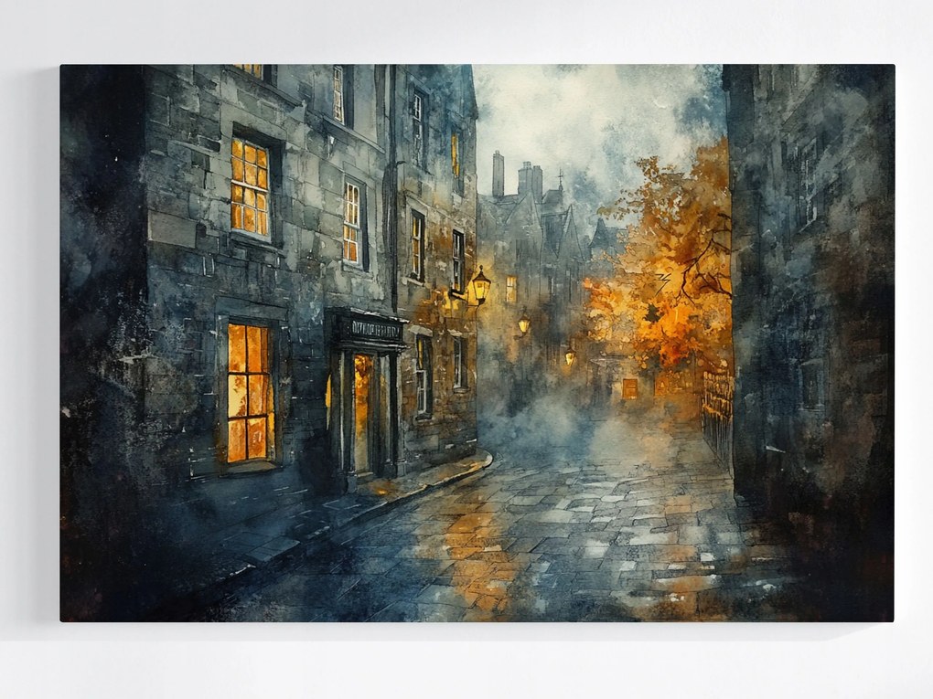 Poszter Edinburgh Város Utca Este Ősz Kilátás 120x80