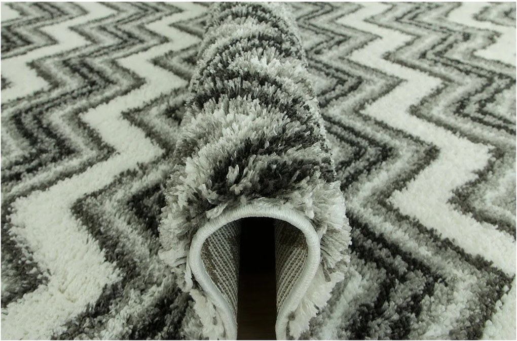 200x290 cm Shaggy Szőnyeg Onyx Cikk-cakk Szürke Grafit