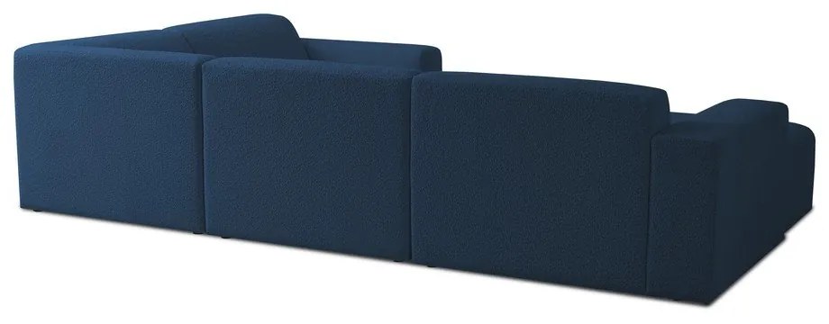 Sötétkék buklé sarokkanapé (U alakú) Roxy – Scandic