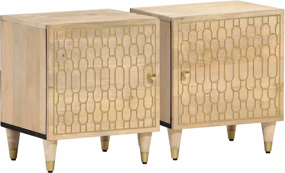 vidaXL 2 db tömör mangófa éjjeliszekrény 40 x 33 x 46 cm