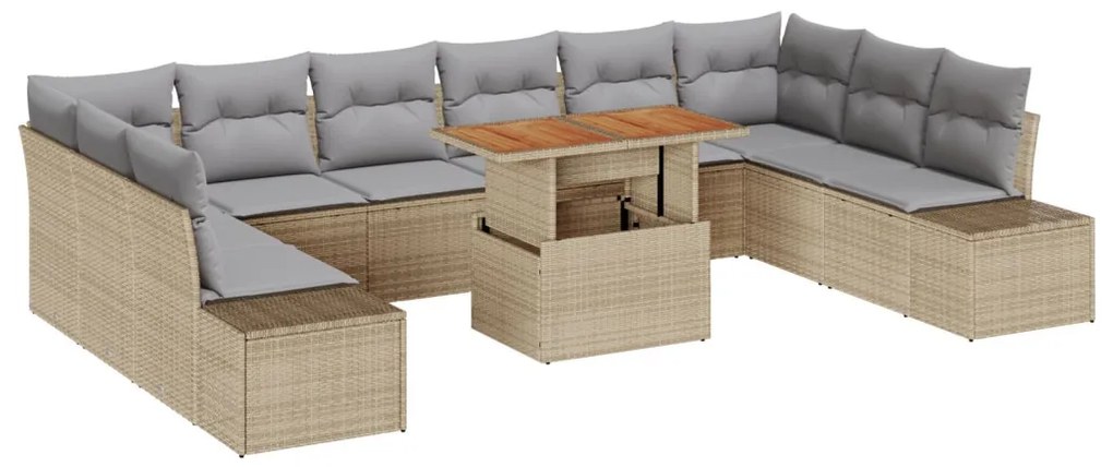 Kertiszófa szett 11 darabos Szürke Rattan Kültéri étkező szett