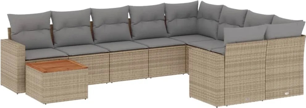 vidaXL 10 részes vegyes bézs polyrattan kerti ülőgarnitúra párnákkal