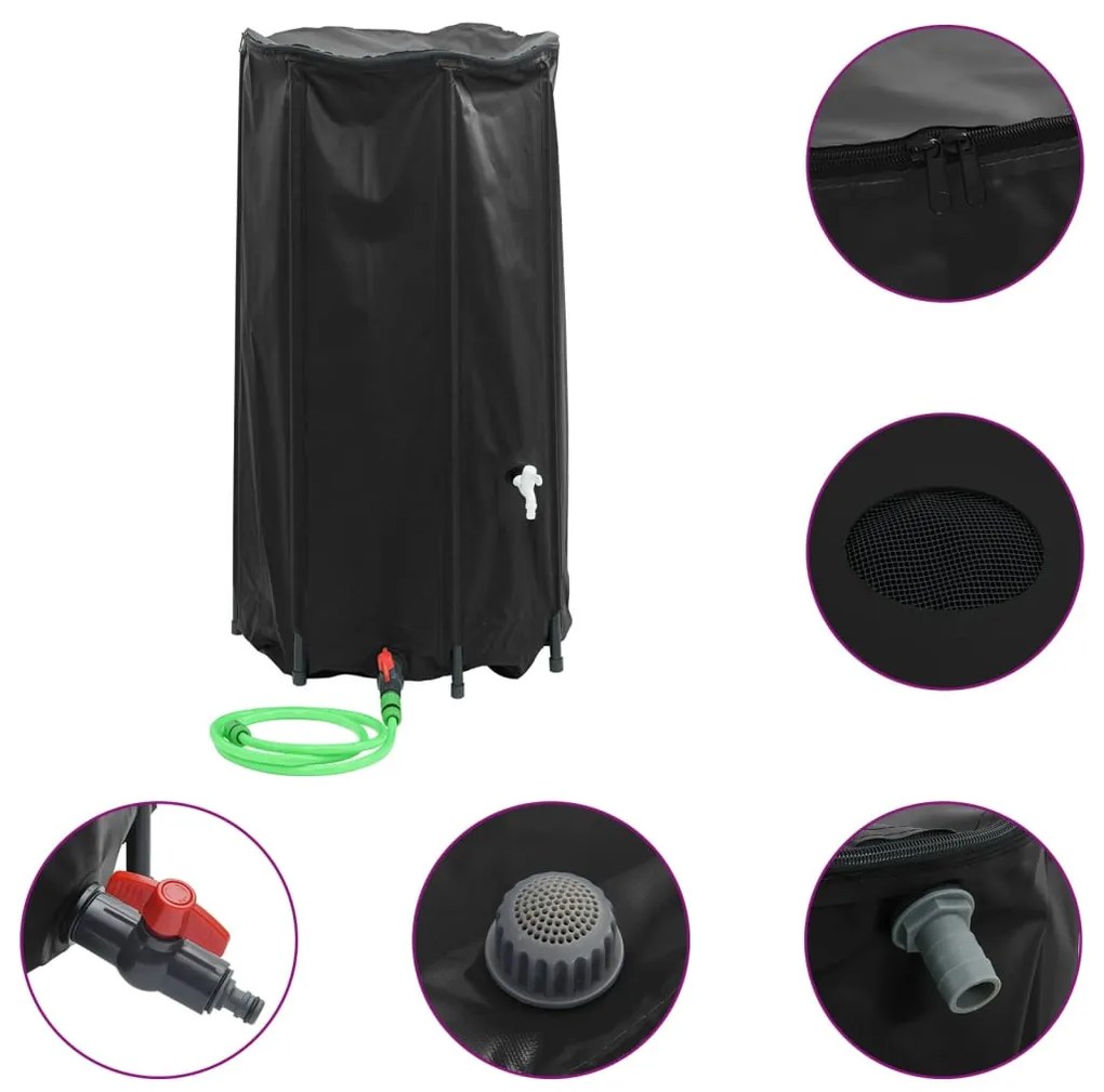 összecsukható PVC víztartály csappal 250 L