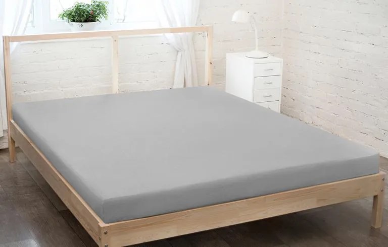 Gumis jersey lepedő 90 x 200 szürke