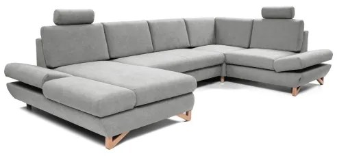 AVESTA kihúzható, U-alakú kárpitozott sarokülőgarnitúra tárolóval, szürke