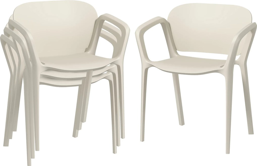 Outsunny 4 részes Kerti Szék Szett Időjárásálló Műanyag Kerti Székek Rakodható Karfás Hátlapos Szék 120 kg-ig Támogat Szabadtéri Bútor Hátsó Kertbe, K