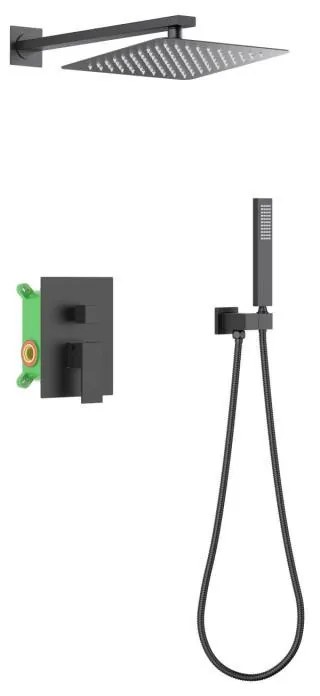 AREZZO design CUBEFIELD falsík alatti zuhanycsaptelep szett, fekete