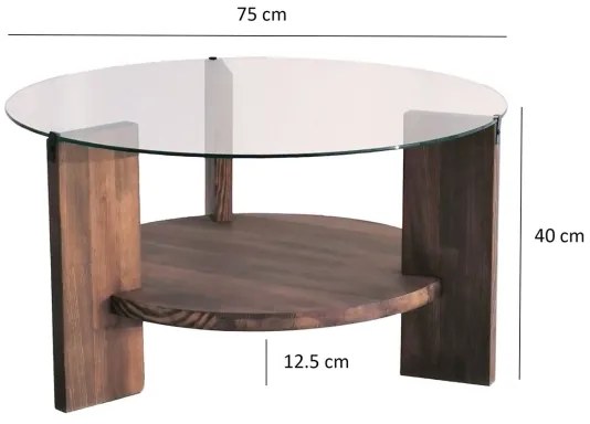 Kávésasztal MONDO 40x75 cm fenyő/átlátszó