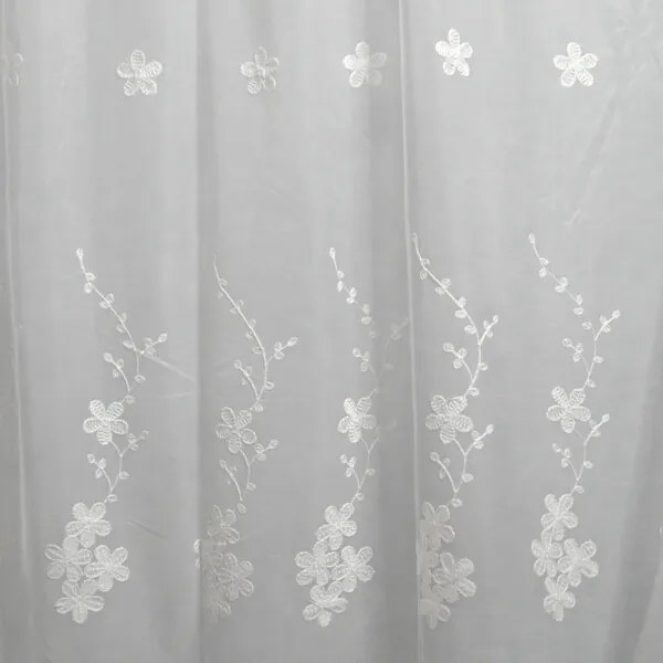 Brigida Fehér Organza függöny 250 x 300 cm virágmintás