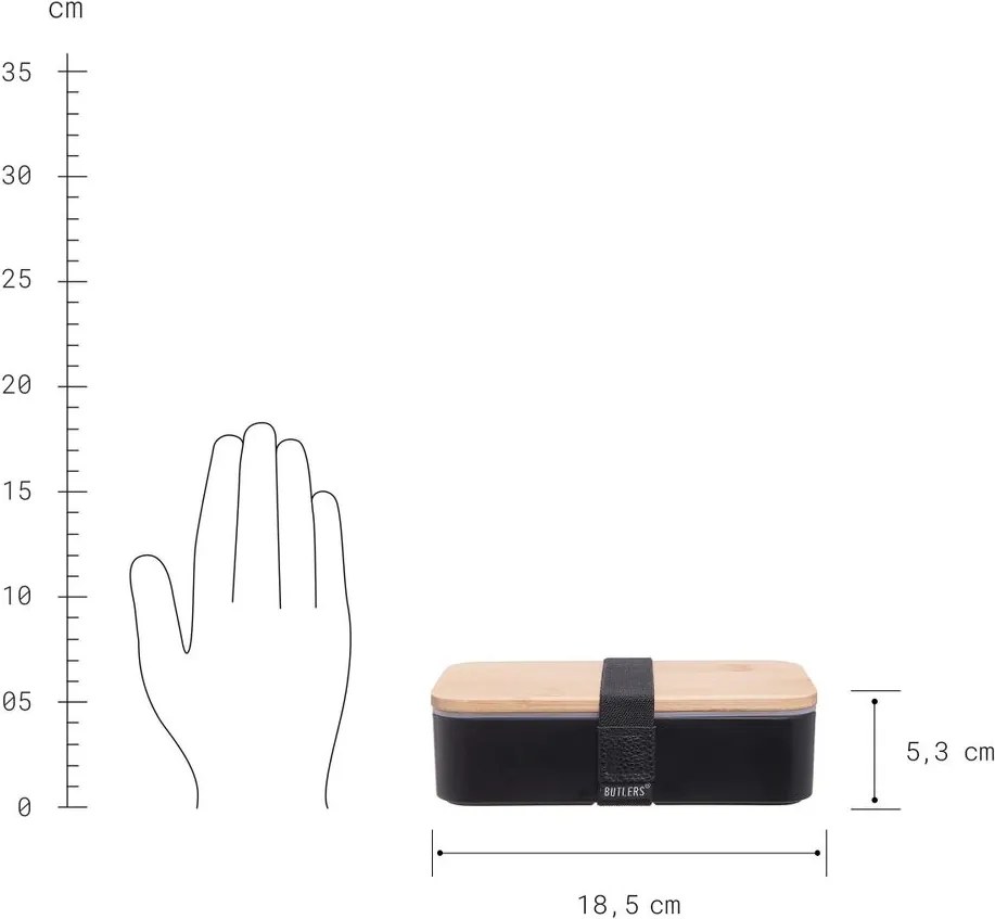 SNACK PACK uzsonnás doboz bambusz fedéllel, fekete 18,5 x 10,5cm