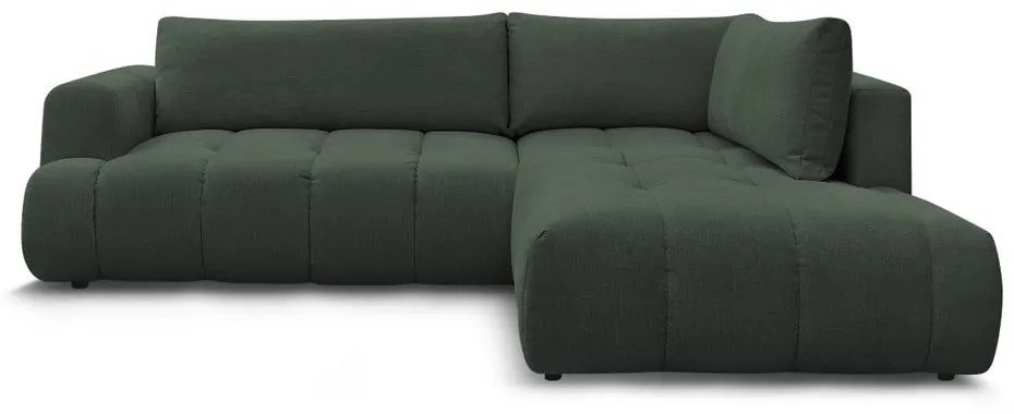 Zöld kinyitható-tárolóhelyes sarokkanapé (jobb oldali-L alakú) Fuji – Bobochic Paris