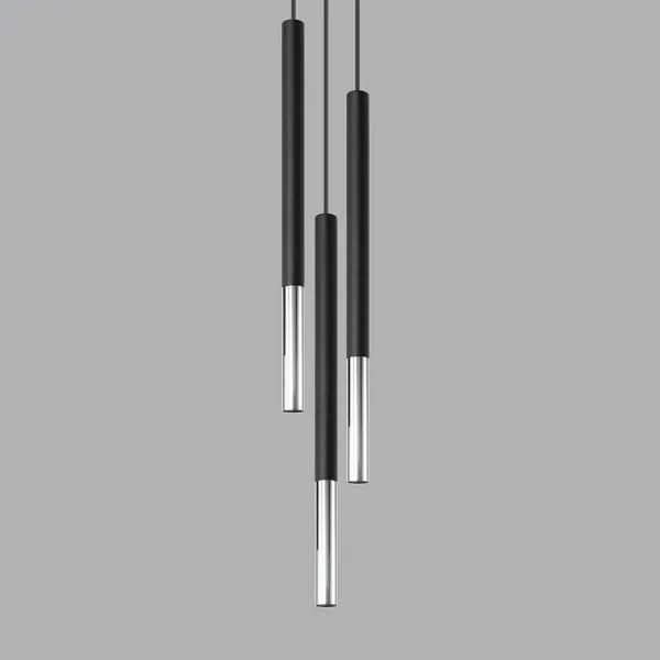Sollux SL.0887 - Csillár zsinóron MOSAIC 3xG9/12W/230V fekete/króm