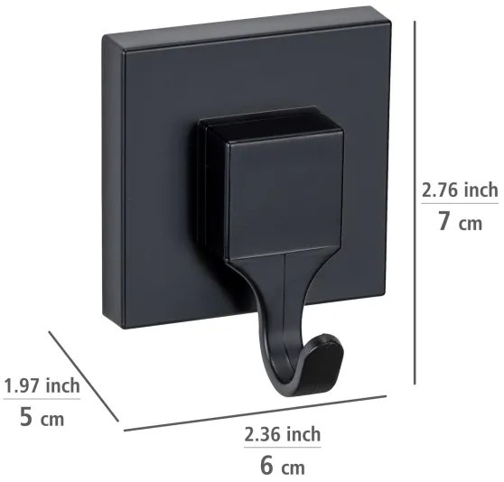 WENKO 71448800 - VACUUM-LOC QUADRO ED kampó, 6x7 cm, fekete