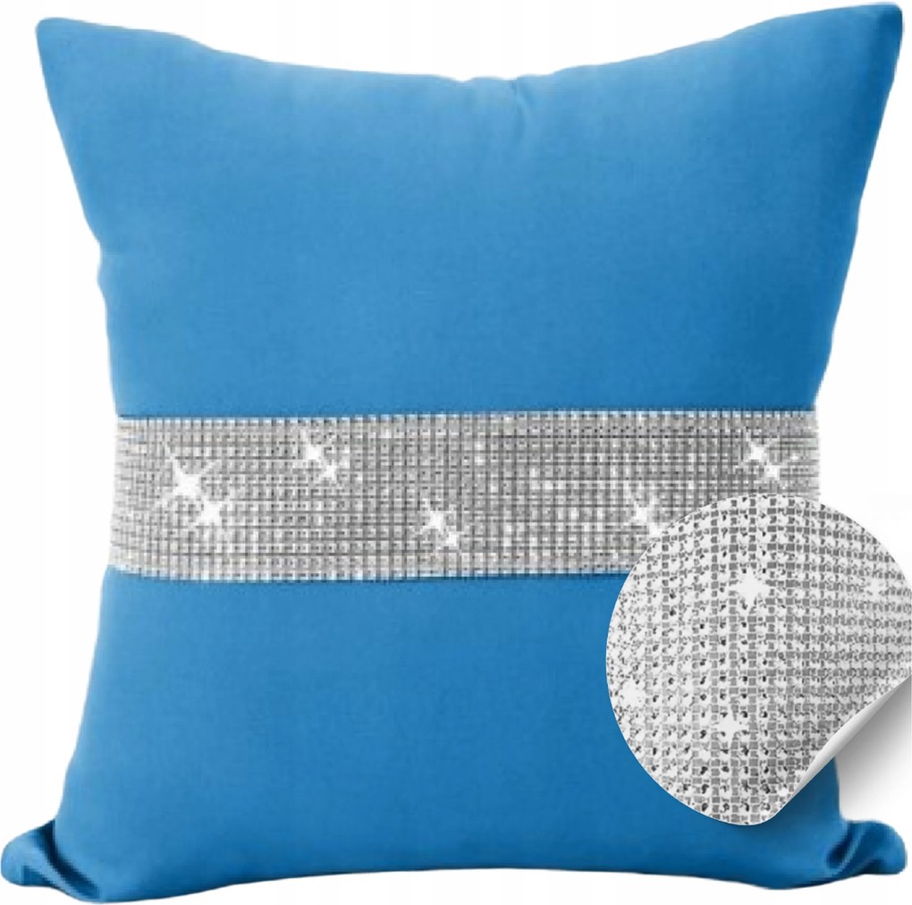 Dekoratív párnahuzat cirkóniákkal 40x40 Gyémánt hatású, sima párnahuzat cirkónia kövekkel