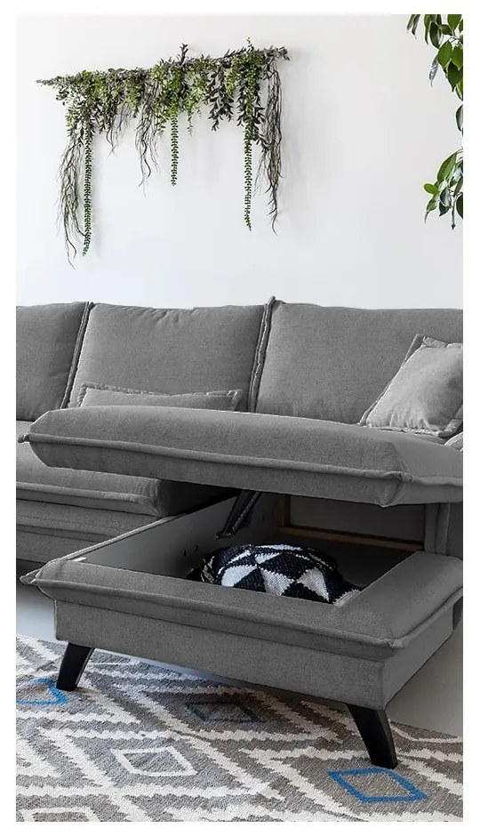 Charming Charlie szürke kinyitható sarokkanapé, jobb oldali - Miuform