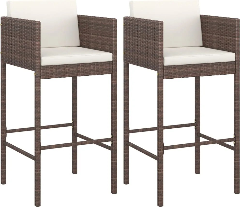 vidaXL 2 db barna polyrattan bárszék párnával