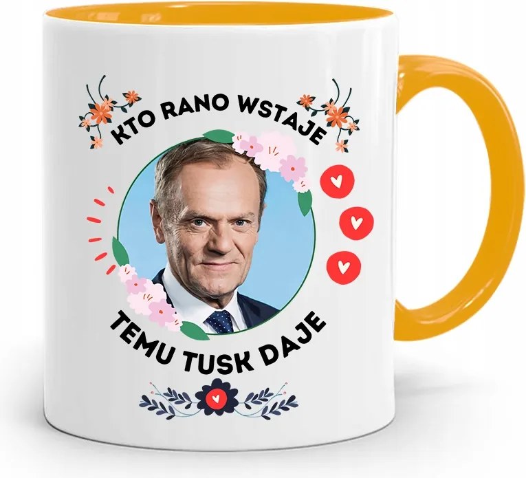 Donald Tusk Sárga Bögre Platform Ajándék fényképes nyomtatással