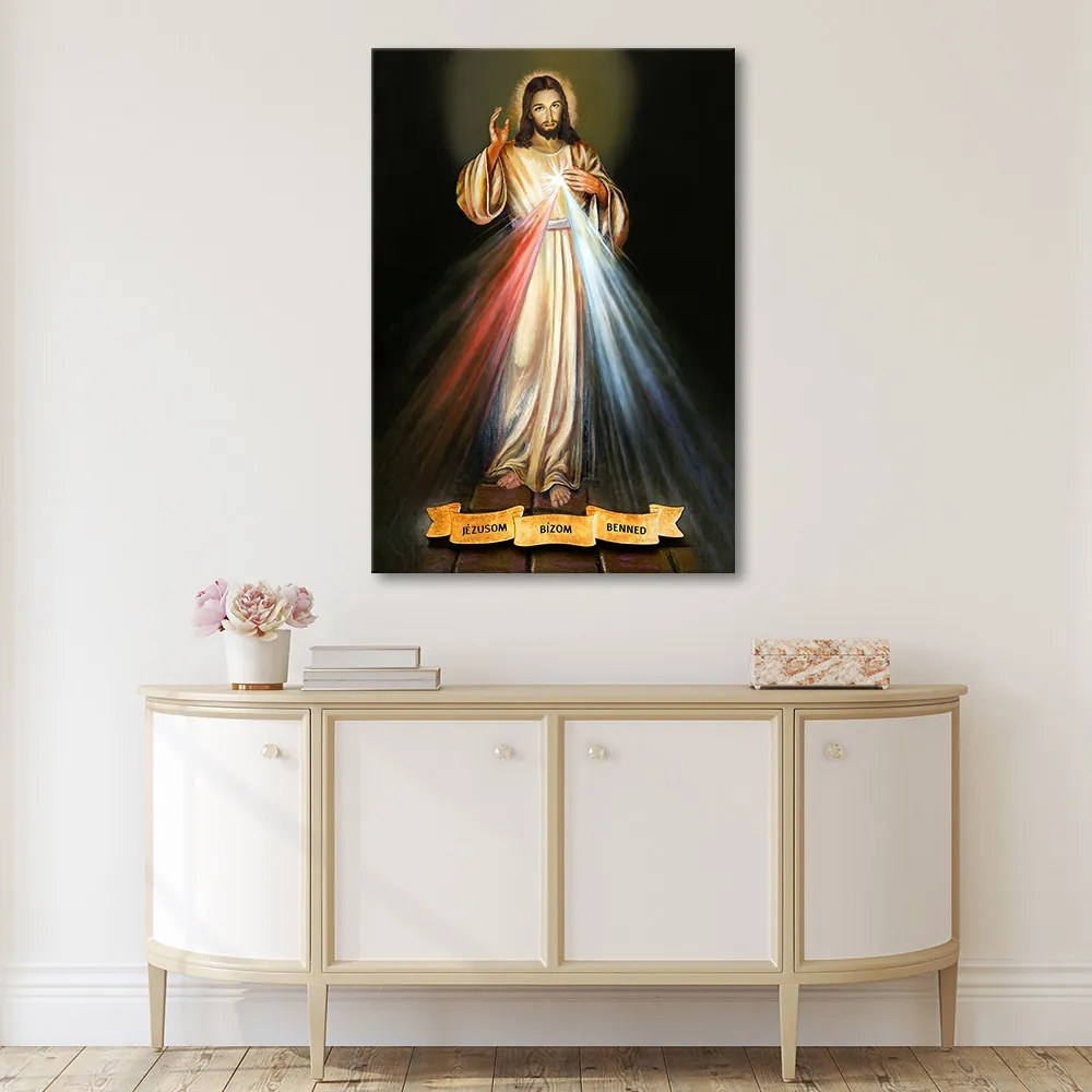 Gario Kép Isteni irgalmasság "Jézusom, bízom benned" Méret: 80 x 120 cm, Kivitelezés: Panelkép