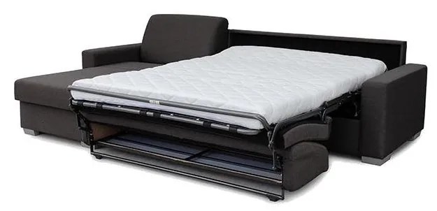 Ágyazható sarokkanapé tárolóval, L alakú, LEKA lv., barna