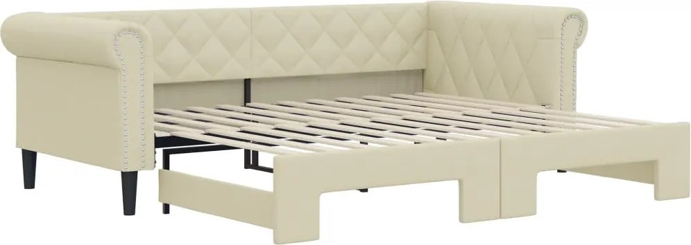 vidaXL krémszínű kihúzható műbőr heverő 90 x 200 cm