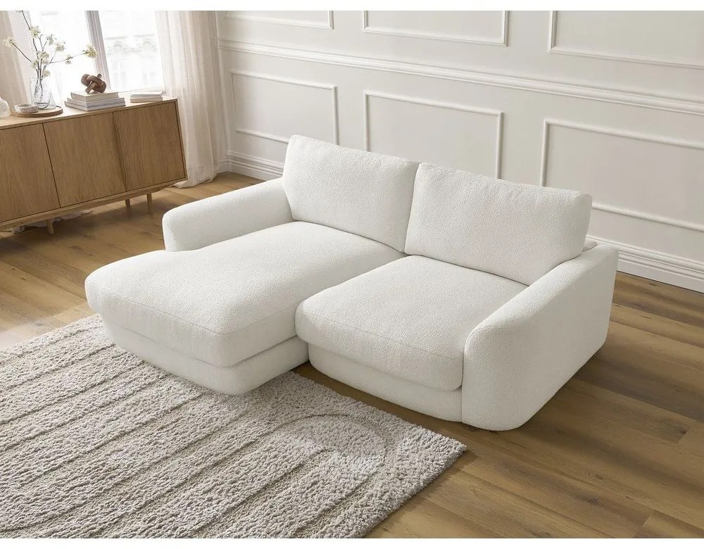 Fehér buklé sarokkanapé (bal oldali-heverő résszel) Leonore – Bobochic Paris