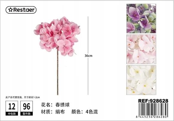 Mesterséges Hortenzia Virág Rózsaszín 36cm Dekoráció