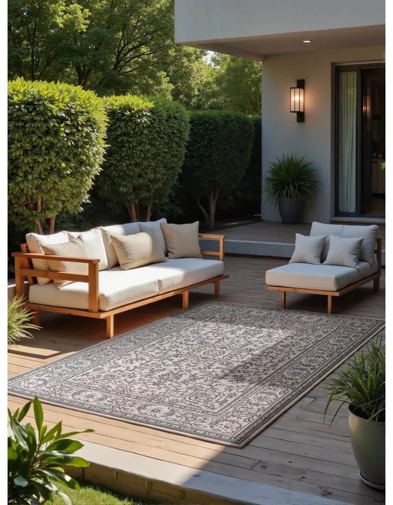 Szürke-elefántcsont színű kültéri-beltéri szőnyeg 200x290 cm Duet Kona – NORTHRUGS