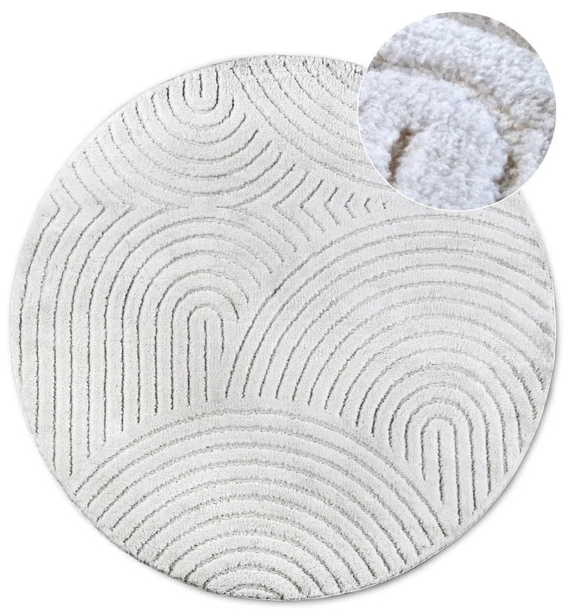Fehér kerek szőnyeg ø 200 cm Panglao New York White – Elle Decoration