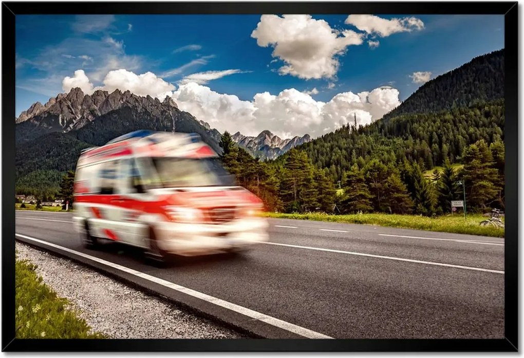 Poszterek keretben 60x40 Mentőautó Száguldó jel