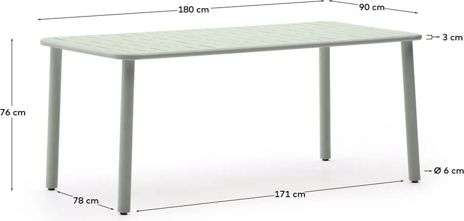Acél kerti étkezőasztal 90x180 cm Brai – Kave Home