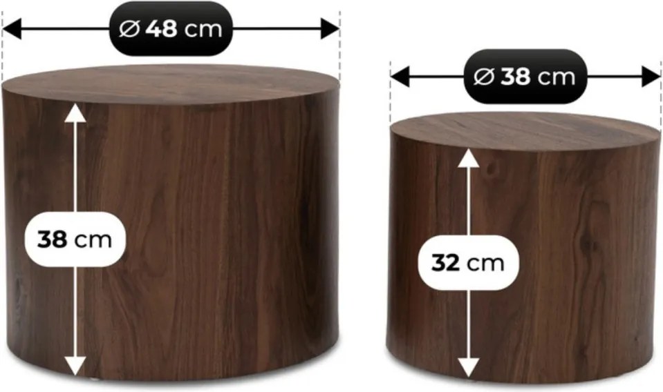 Dohányzóasztal szett dió színben LEILA