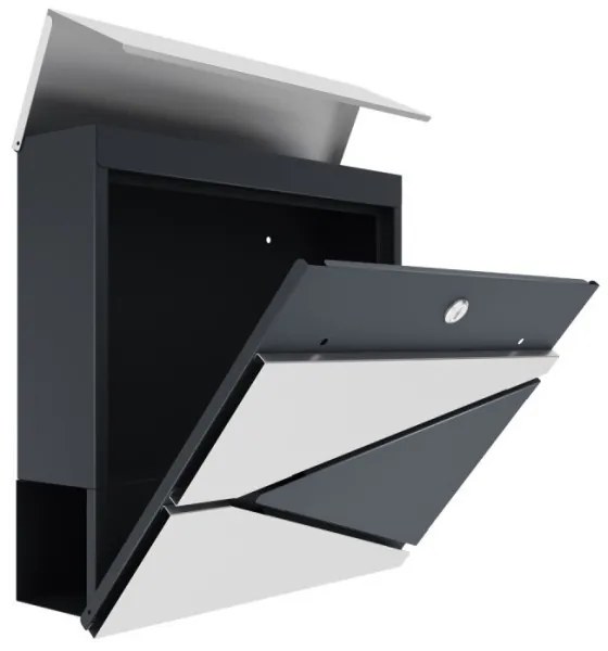 Zárható postaláda, falra, kerítésre szerelhető, ezüst postaláda