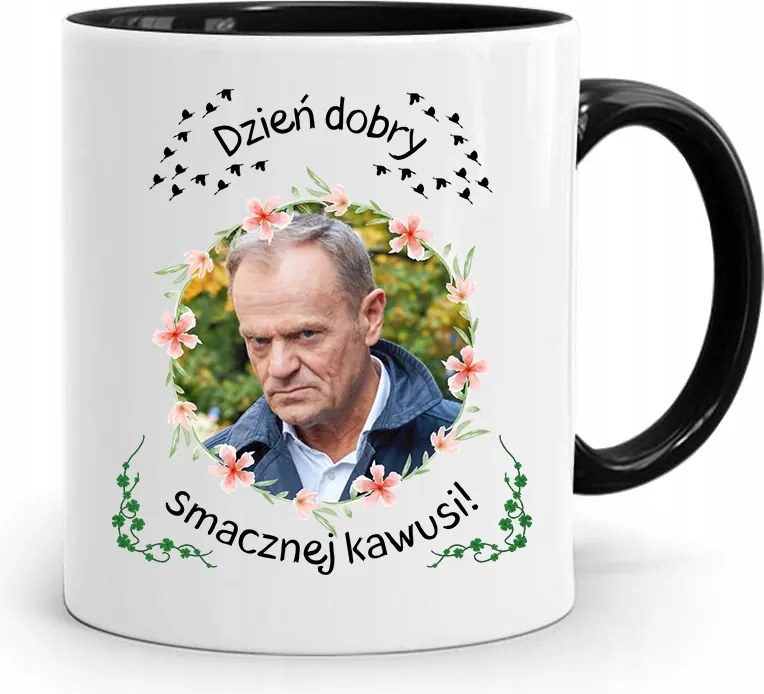 Donald Tusk Fekete Bögre Platform Ajándék fényképes nyomtatással