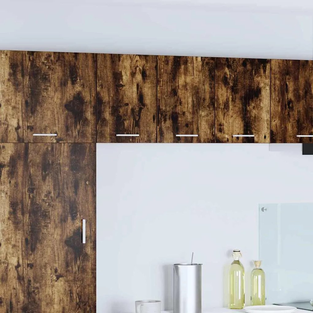 Függő szekrény polcokkal Riga 2 pcs Füstölt tölgy és fehér