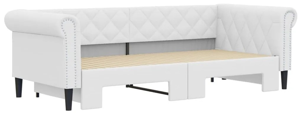 fehér kihúzható műbőr heverő 90 x 200 cm