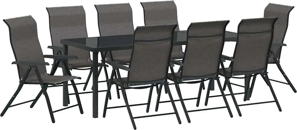 vidaXL Kert étkező szett 9 pcs Szürke Porszórt acél